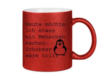 Glitzertasse Pinguin